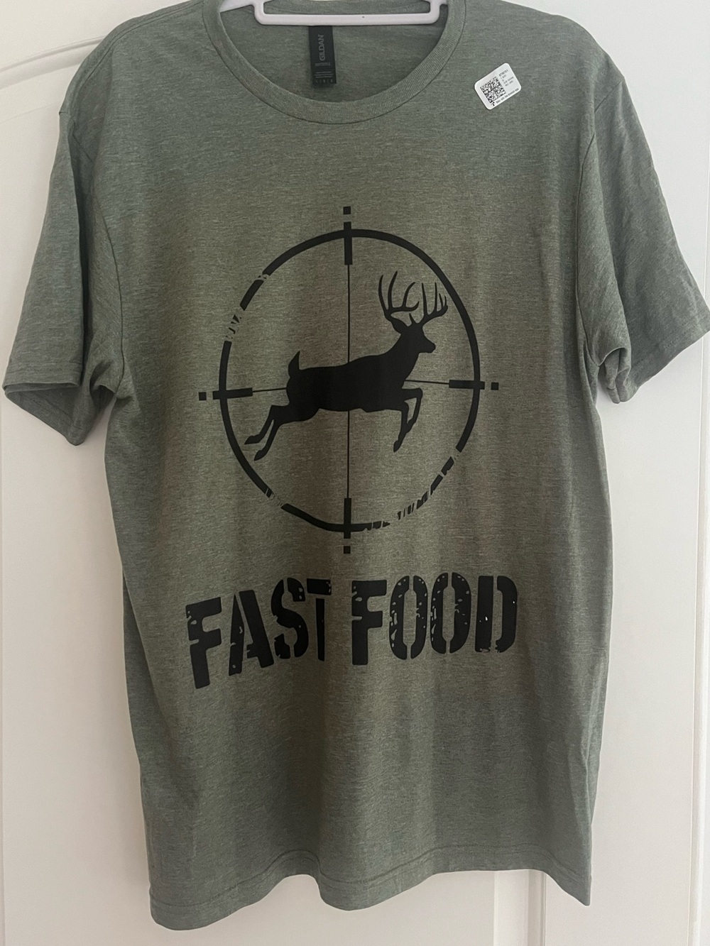 Amazon Olive Green Graphic Tee with Black Deer Target